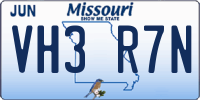 MO license plate VH3R7N