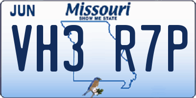 MO license plate VH3R7P