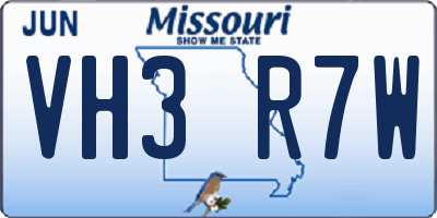 MO license plate VH3R7W