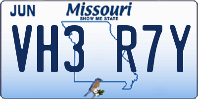 MO license plate VH3R7Y