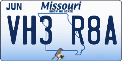 MO license plate VH3R8A