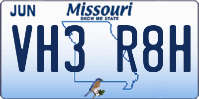 MO license plate VH3R8H