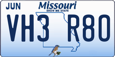 MO license plate VH3R8O