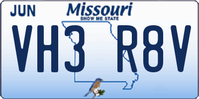 MO license plate VH3R8V