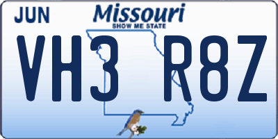 MO license plate VH3R8Z