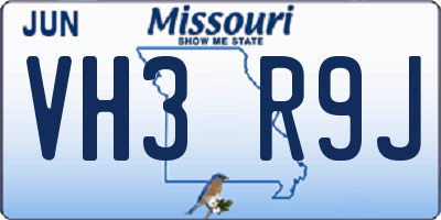 MO license plate VH3R9J