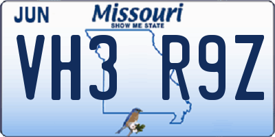 MO license plate VH3R9Z