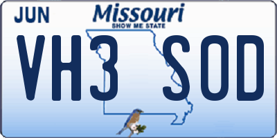 MO license plate VH3S0D