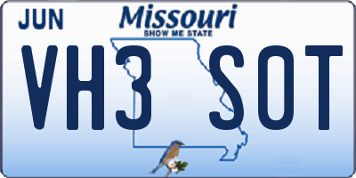 MO license plate VH3S0T