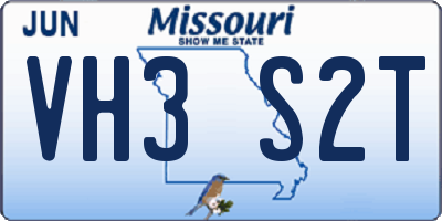 MO license plate VH3S2T