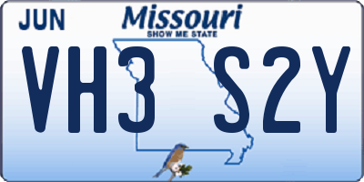 MO license plate VH3S2Y