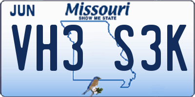 MO license plate VH3S3K