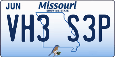 MO license plate VH3S3P