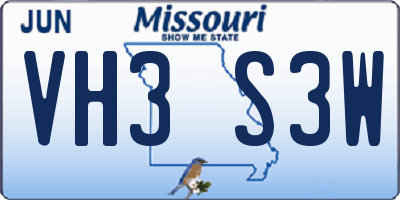 MO license plate VH3S3W