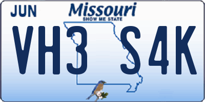 MO license plate VH3S4K