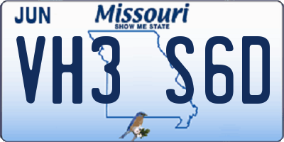 MO license plate VH3S6D