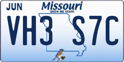 MO license plate VH3S7C