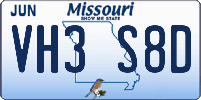 MO license plate VH3S8D
