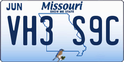 MO license plate VH3S9C