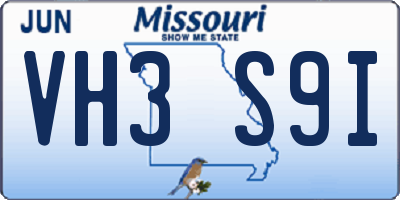 MO license plate VH3S9I