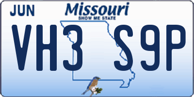 MO license plate VH3S9P