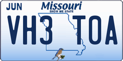 MO license plate VH3T0A