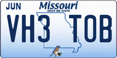 MO license plate VH3T0B