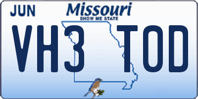 MO license plate VH3T0D