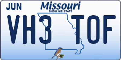 MO license plate VH3T0F