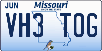 MO license plate VH3T0G