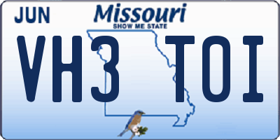 MO license plate VH3T0I