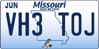 MO license plate VH3T0J