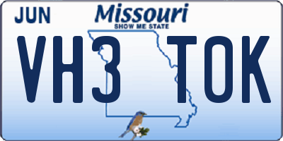 MO license plate VH3T0K