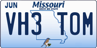 MO license plate VH3T0M