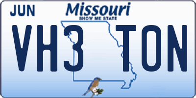 MO license plate VH3T0N