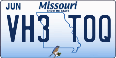 MO license plate VH3T0Q