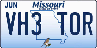 MO license plate VH3T0R
