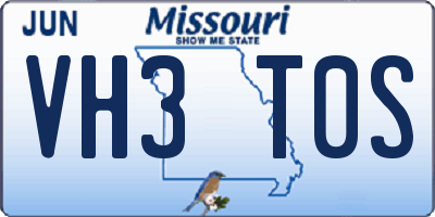 MO license plate VH3T0S