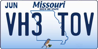 MO license plate VH3T0V