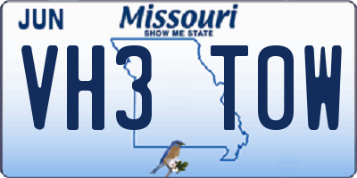 MO license plate VH3T0W