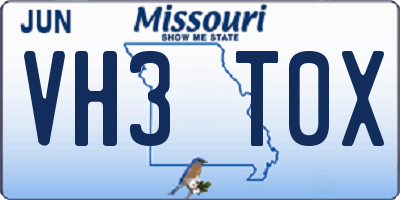 MO license plate VH3T0X