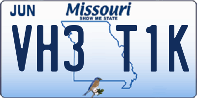 MO license plate VH3T1K