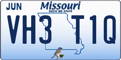 MO license plate VH3T1Q