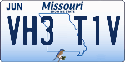 MO license plate VH3T1V