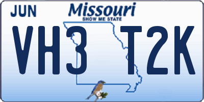 MO license plate VH3T2K