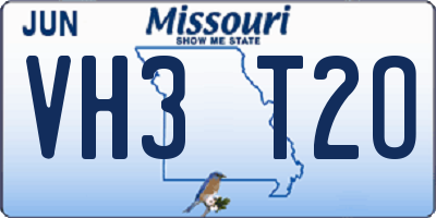 MO license plate VH3T2O