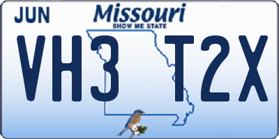 MO license plate VH3T2X