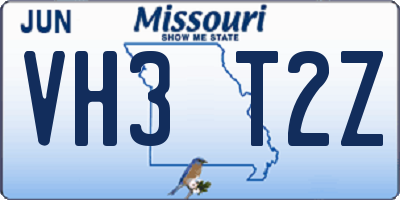 MO license plate VH3T2Z