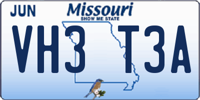 MO license plate VH3T3A