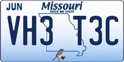 MO license plate VH3T3C